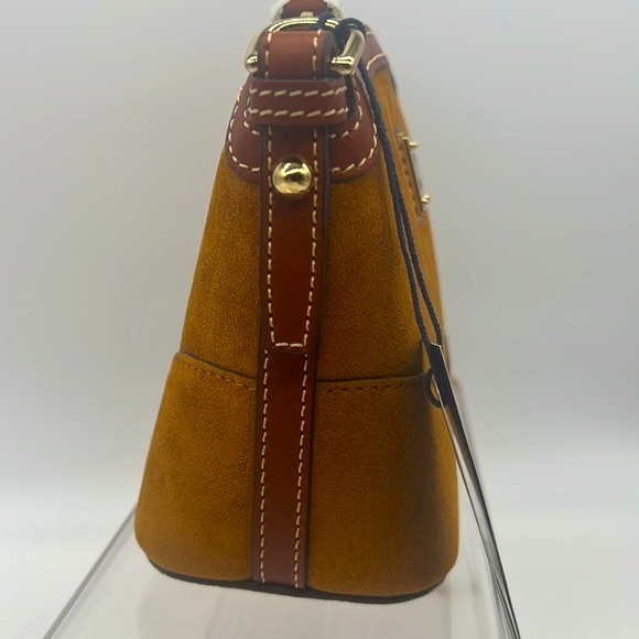 Dooney & Bourke Suede Mini Domed Crossbody Honey - Picture 5 of 15
